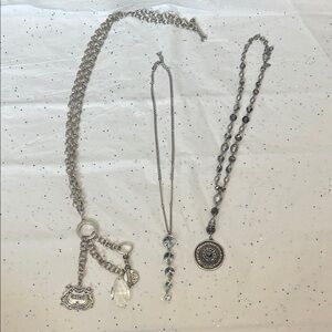 Chico's 35th Anniversary Silver-Tone Layered Charm & Pendant Necklace Trio